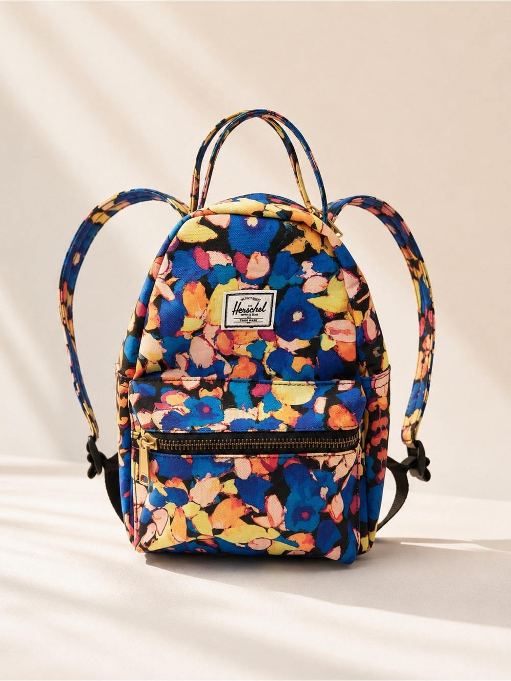Herschel Y2K Mini Floral Backpack Multicolor Abstract Print Gold Hardware Indie